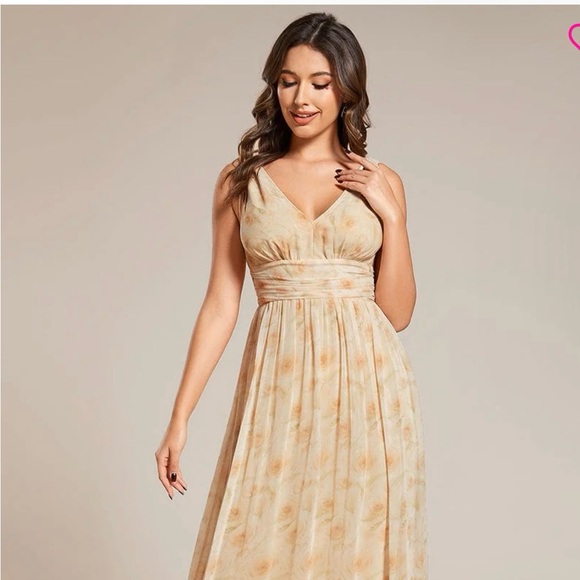 Ever Pretty Dresses & Skirts - Ever Pretty pale cream yellow floral chiffon gown NWT US10